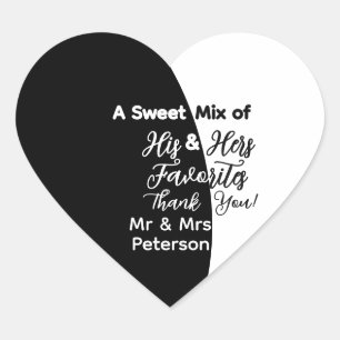 A Sweet Mix of His Hers Favorite Wedding Favor Heart Sticker