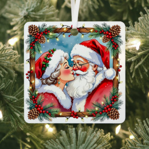 A Sweet Old-Fashioned Christmas Mr and Mrs Claus Metal Ornament