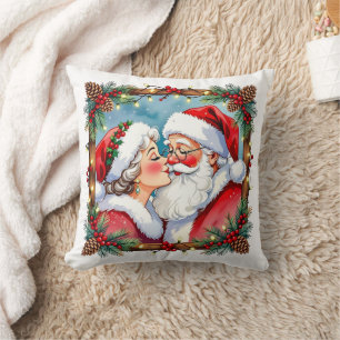 A Sweet Old-Fashioned Christmas Mr and Mrs Claus Throw Pillow