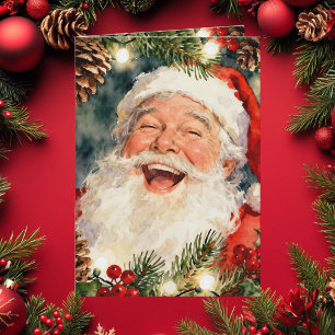 A Sweet Old-Fashioned Santa Vintage Christmas Holiday Card