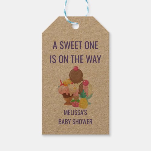 A Sweet One is on the Way Ice Cream Gift Tags