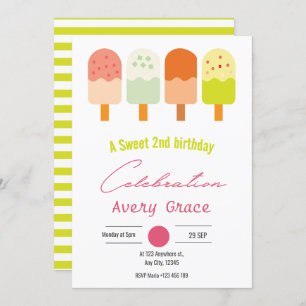 A Sweet Popsicle Summer Birthday Party Invitation