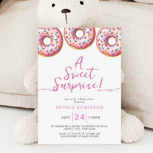A Sweet Surprise Sprinkle Donuts Girl Baby Shower Invitation