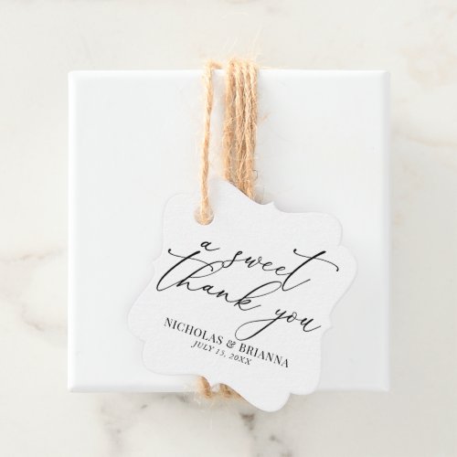 A Sweet Thank You Black and White Classic Wedding Favor Tags