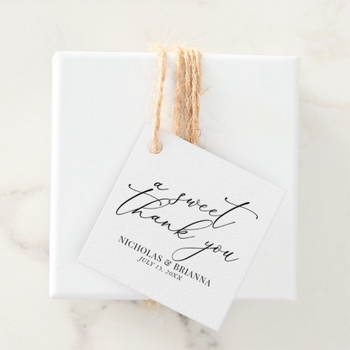 A Sweet Thank You Black and White Classic Wedding Favor Tags