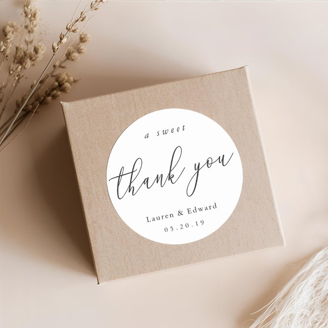 A Sweet Thank You Bridal Shower Wedding Favor Classic Round Sticker (Creator Uploaded)