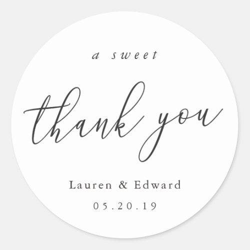 A Sweet Thank You Bridal Shower Wedding Favor Classic Round Sticker