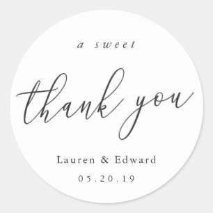 A Sweet Thank You Bridal Shower Wedding Favor Classic Round Sticker