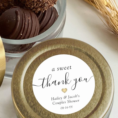  A Sweet Thank You Couples Wedding Shower Favor Classic Round Sticker