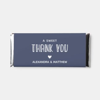 A Sweet Thank You! Cute Typography Navy Wedding Hershey Bar Favors
