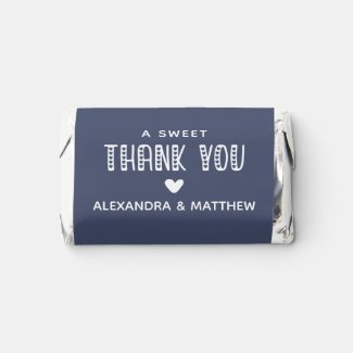 A Sweet Thank You! Cute Typography Navy Wedding
