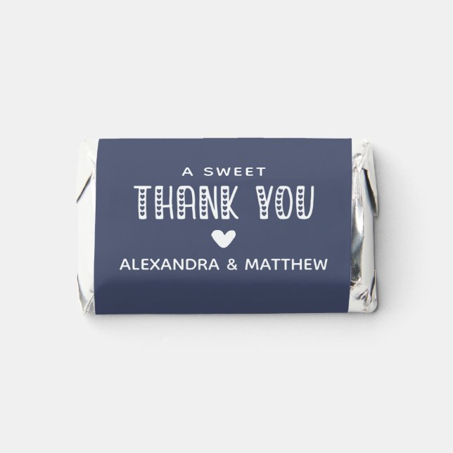 A Sweet Thank You! Cute Typography Navy Wedding Hershey's Miniatures (Front)