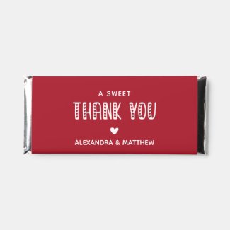 A Sweet Thank You! Cute Typography Red Wedding  Hershey Bar Favors