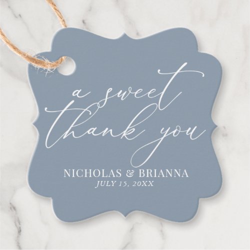 A Sweet Thank You Dusty Blue Classic Wedding Favor Tags
