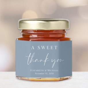 A Sweet Thank You Dusty Blue Wedding Honey Jar Favors