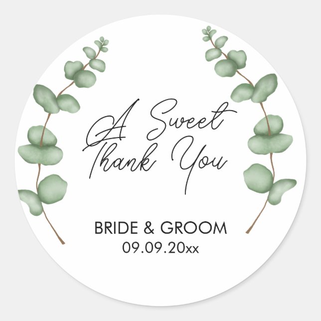 A Sweet Thank You Favor, Treat, Gift  Classic Round Sticker (Front)
