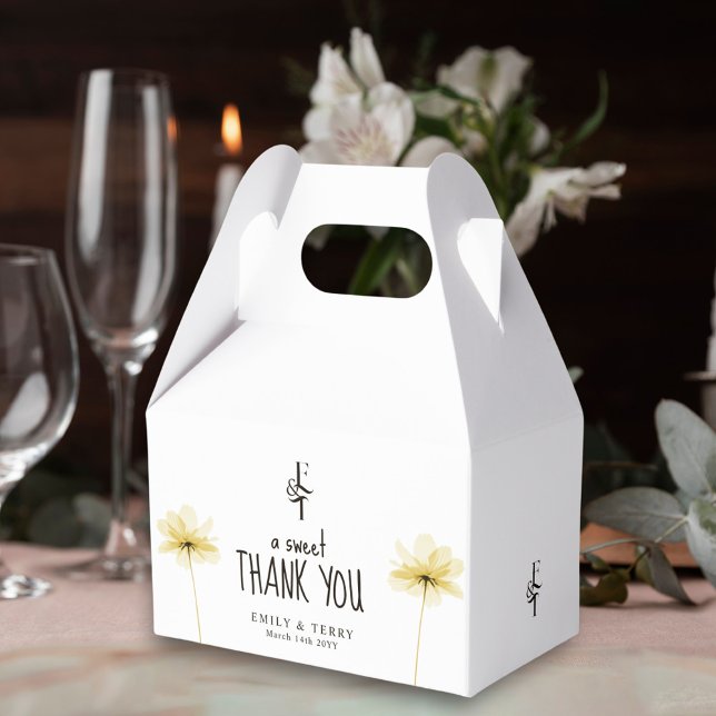 A Sweet Thank You Floral Monogram Minimal Wedding Favor Boxes (Creator Uploaded)