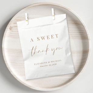 A Sweet Thank You Gold Script Wedding Favor Bag