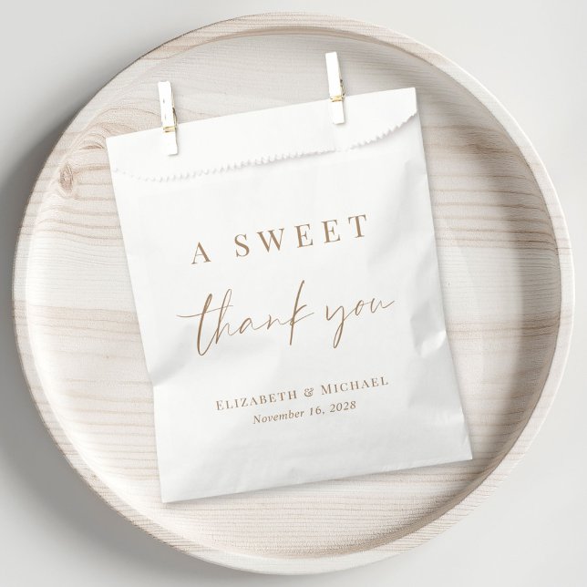 A Sweet Thank You Gold Script Wedding Favor Bag (Creator Uploaded)