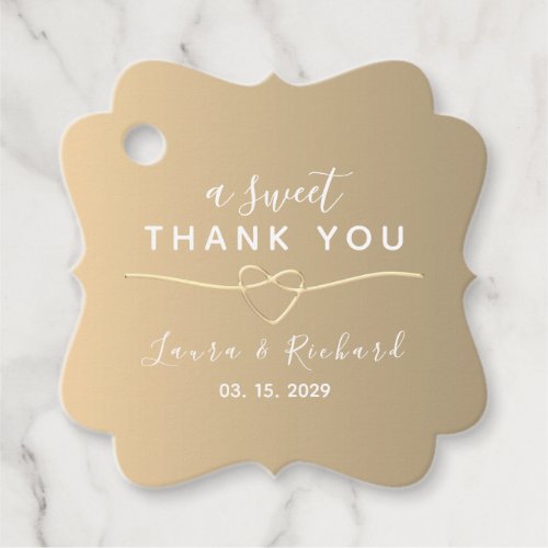 A Sweet Thank You Gold Wedding Favor Tags