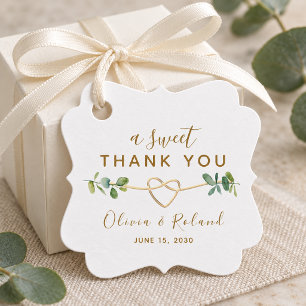 A Sweet Thank You Gold Wedding Favor Tags