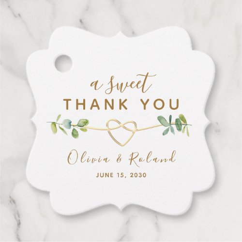 A Sweet Thank You Gold Wedding Favor Tags