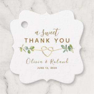 A Sweet Thank You Gold Wedding Favor Tags