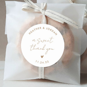 A Sweet Thank You Gold Wedding Sweet Favor Classic Round Sticker