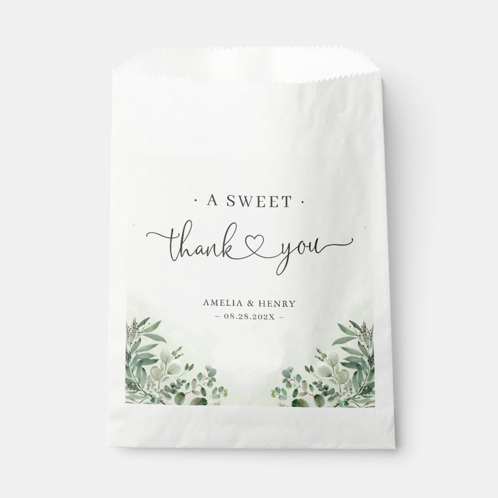Discover A Sweet Thank You | Greenery Eucalyptus Wedding Favor Bag