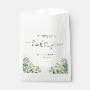 A Sweet Thank You   Greenery Eucalyptus Wedding Favor Bag