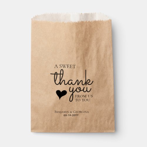 A Sweet Thank You Heart Modern Elegant Wedding Favor Bag