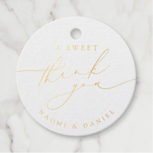 A Sweet Thank You Minimalist Modern Chic Script Foil Favor Tags