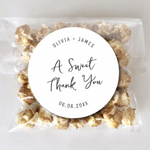 A Sweet Thank You Minimalist Wedding Bridal Shower Classic Round Sticker