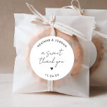 A Sweet Thank You Minimalist Wedding Sweet Favor Classic Round Sticker<br><div class="desc">A Sweet Thank You Minimalist Wedding Sweet Favor Stickers</div>