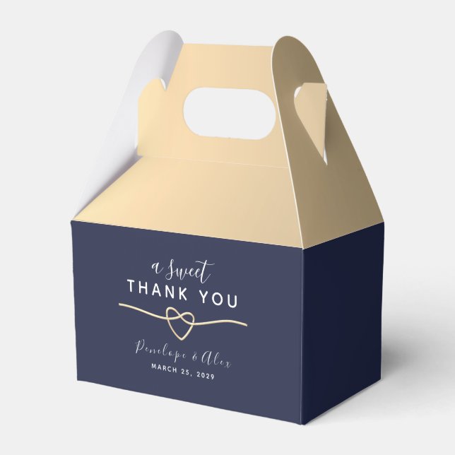 A Sweet Thank You Navy Blue Wedding  Favor Box (Front Side)