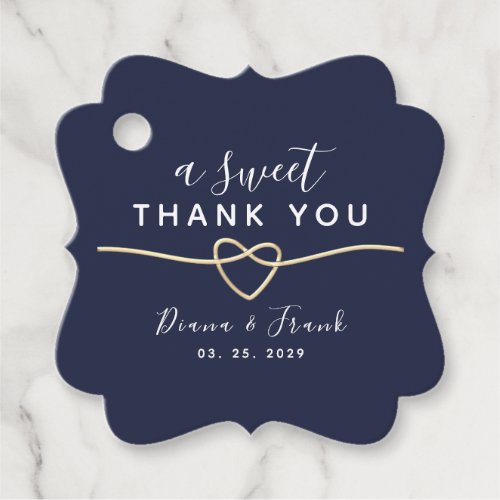 A Sweet Thank You Navy Blue Wedding Favor Tags