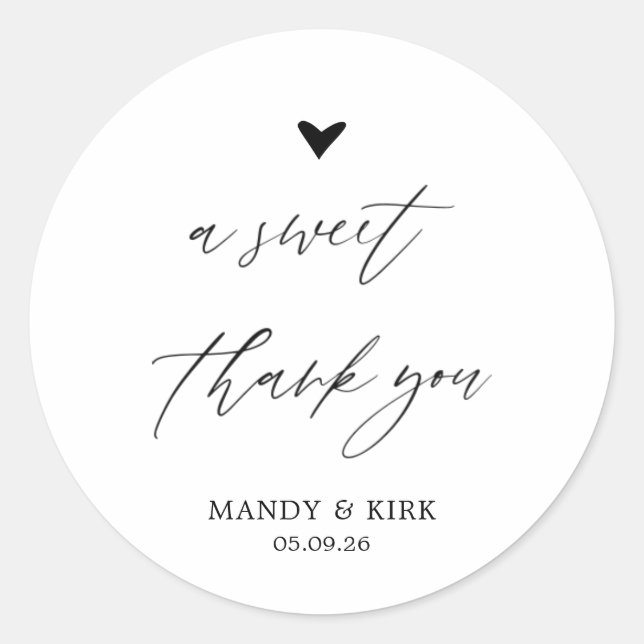 A Sweet Thank You Personalized Favor Sticker (Front)