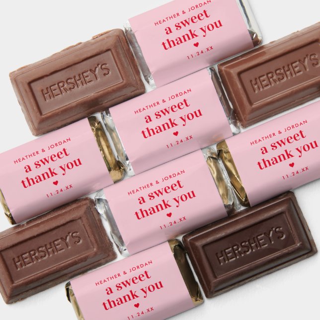 A Sweet Thank You Pink and Red Retro Wedding Favor (Assorted)