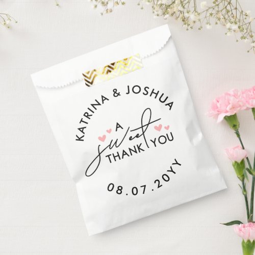 A Sweet Thank You Pink Hearts Wedding Favor Favor Bag