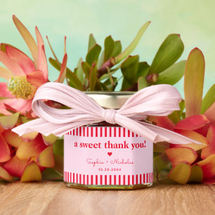 A Sweet Thank You Retro Red & Pink Wedding Honey Jar Favors