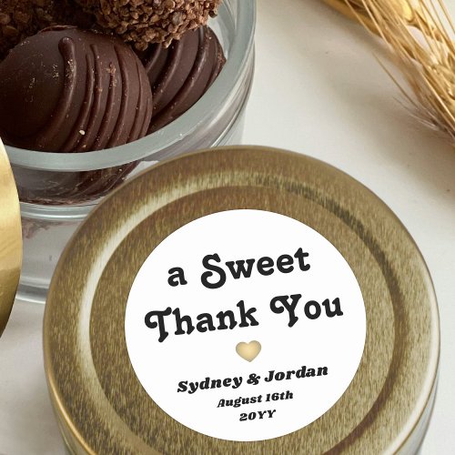 A Sweet Thank You Retro Typography Wedding Favor Classic Round Sticker