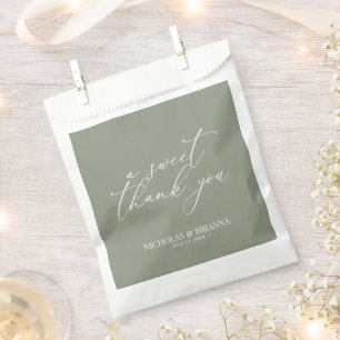 A Sweet Thank You Sage Green Boho Wedding Favor Bag