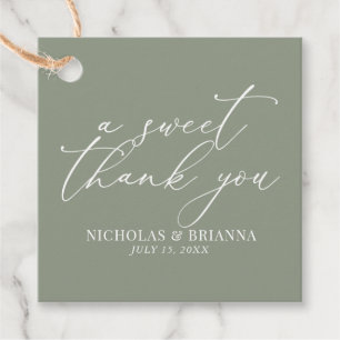 A Sweet Thank You Sage Green Elegant Wedding Favor Tags