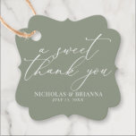 A Sweet Thank You Sage Green Elegant Wedding Favor Tags<br><div class="desc">A Sweet Thank You Sage Green Elegant Wedding Favor Tags. The word 'a sweet thank you' is not editable.</div>