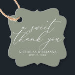 A Sweet Thank You Sage Green Elegant Wedding Favor Tags<br><div class="desc">A Sweet Thank You Sage Green Elegant Wedding Favor Tags. The word 'a sweet thank you' is not editable.</div>