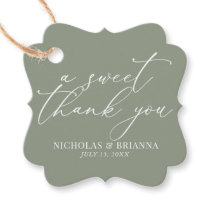 A Sweet Thank You Sage Green Elegant Wedding Favor Tags