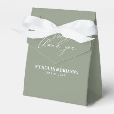 A Sweet Thank You Sage Green Minimalist Wedding Favor Boxes at Zazzle