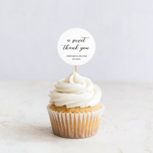 A Sweet Thank You Script White Wedding Favor Classic Round Sticker