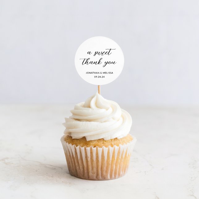 A Sweet Thank You Script White Wedding Favor Classic Round Sticker (Creator Uploaded)