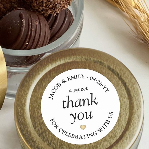 A Sweet Thank You Simple Typography Wedding Favor Classic Round Sticker
